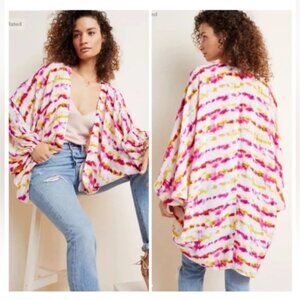 Anthropologie  colourful silky flowy drapeyDip Dye Womens kimono style OS